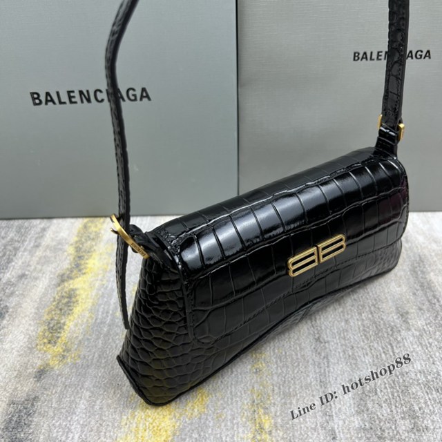 Balenciaga專櫃2022爆款XX系列腋下包 巴黎世家鱷魚黑肩背女包 fyj1264